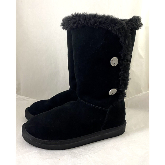 Koolaburra By Ugg Kinslei Black Suede Winter Snow Mid Calf Boot 1096443 … - Picture 4 of 11